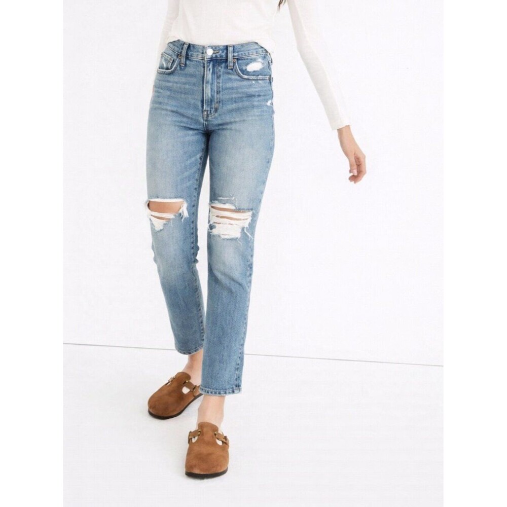 Madewell Perfect Vintage Jean Women's 26P Denman Wash High Rise Distressed Crop